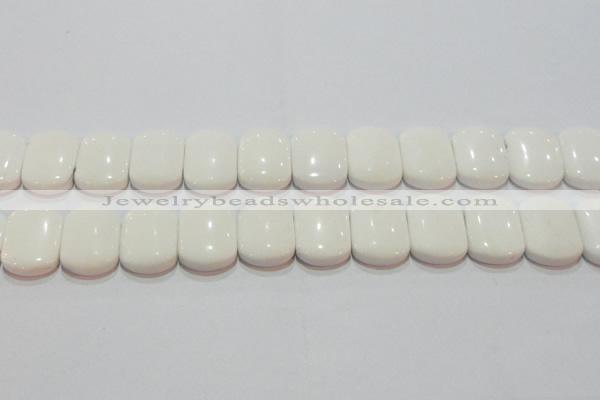 CAG7275 15.5 inches 18*25mm rectangle double drilled white agate beads