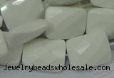 CAG728 15.5 inches 18*25mm twisted faceted rectangle white agate beads