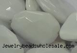 CAG730 15.5 inches 20*30mm faceted freeform white agate beads