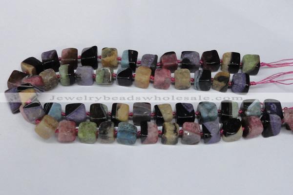 CAG7379 15.5 inches 11*12mm - 12*13mm cube dragon veins agate beads