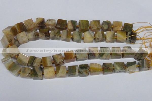 CAG7382 15.5 inches 11*12mm - 13*14mm cube dragon veins agate beads