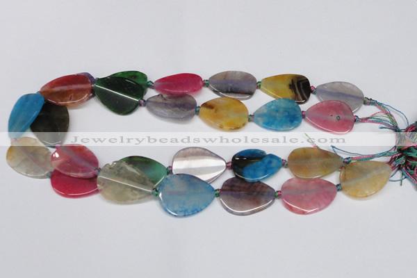 CAG7414 20*25mm - 25*30mm flat teardrop dragon veins agate beads