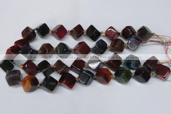 CAG7418 15.5 inches 13*14mm - 14*15mm cube dragon veins agate beads