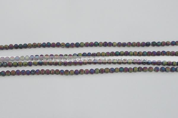 CAG7448 15.5 inches 4mm round plated druzy agate beads wholesale