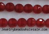 CAG7456 15.5 inches 6mm faceted round matte red agate beads