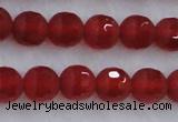 CAG7457 15.5 inches 8mm faceted round matte red agate beads