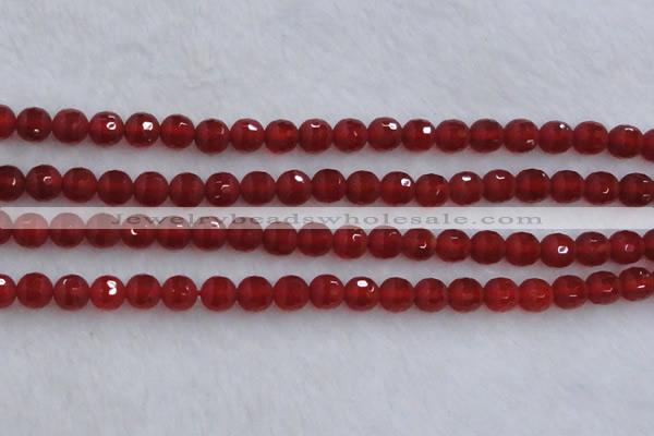 CAG7457 15.5 inches 8mm faceted round matte red agate beads