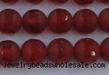 CAG7458 15.5 inches 10mm faceted round matte red agate beads