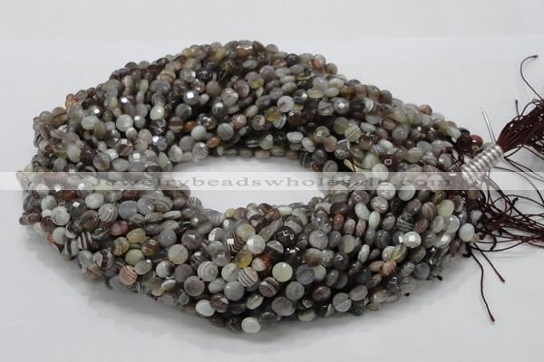 CAG749 15.5 inches 6mm faceted coin botswana agate beads wholesale