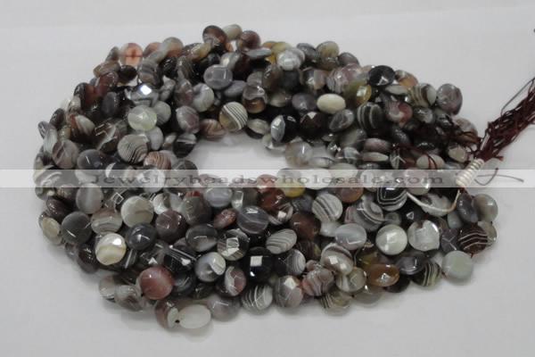 CAG752 15.5 inches 12mm faceted coin botswana agate beads wholesale