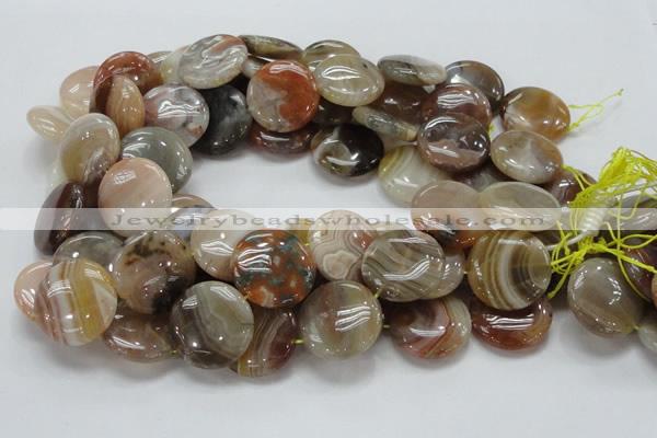 CAG778 15.5 inches 25mm flat round yellow agate gemstone beads