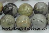 CAG7868 15.5 inches 18mm round silver needle agate beads