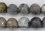 CAG7871 15.5 inches 16mm faceted round silver needle agate beads