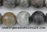 CAG7873 15.5 inches 20mm faceted round silver needle agate beads