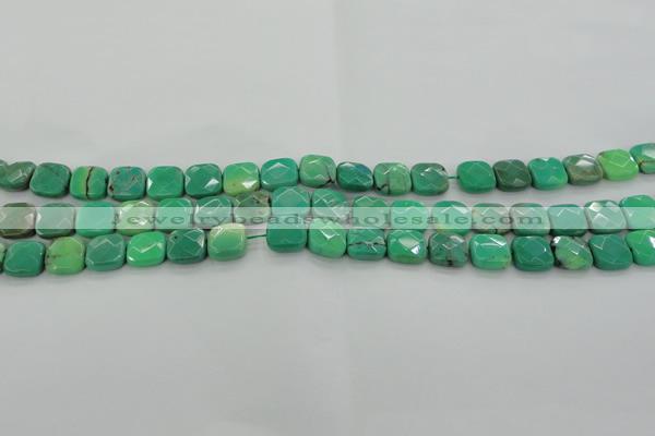 CAG7910 15.5 inches 10*10mm faceted square grass agate beads