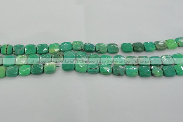 CAG7911 15.5 inches 12*12mm faceted square grass agate beads