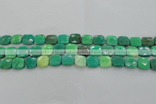 CAG7912 15.5 inches 14*14mm faceted square grass agate beads