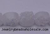 CAG7945 7.5 inches 8*10mm oval plated white druzy agate beads