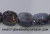 CAG7950 7.5 inches 8*10mm oval plated white druzy agate beads