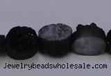 CAG7952 7.5 inches 8*10mm oval plated white druzy agate beads