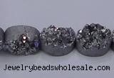 CAG7953 7.5 inches 8*10mm oval plated white druzy agate beads