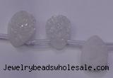 CAG7970 Top drilled 13*18mm flat teardrop plated white druzy agate beads