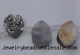 CAG7972 Top drilled 13*18mm flat teardrop plated white druzy agate beads