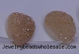 CAG7982 Top drilled 22*30mm flat teardrop plated white druzy agate beads