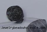 CAG7983 Top drilled 22*30mm flat teardrop plated white druzy agate beads