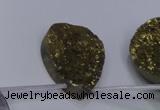 CAG7985 Top drilled 22*30mm flat teardrop plated white druzy agate beads