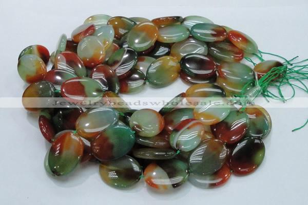 CAG799 15.5 inches 22*30mm oval rainbow agate gemstone beads