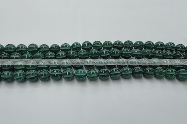 CAG8006 15.5 inches 10mm carved round green agate beads