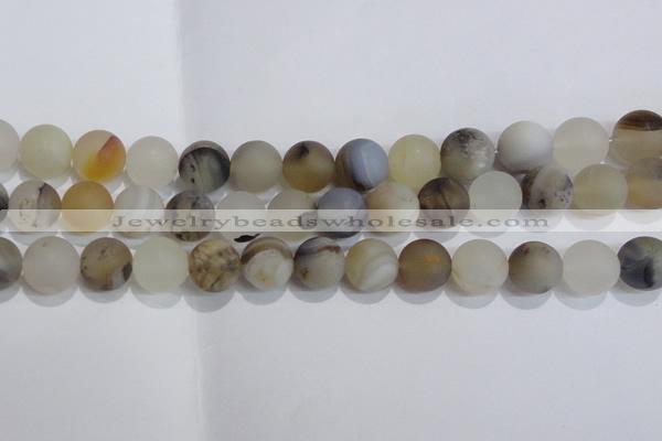 CAG8016 15.5 inches 14mm round matte Montana agate gemstone beads