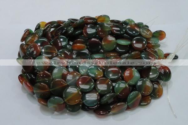 CAG802 15.5 inches 20mm flat round rainbow agate gemstone beads