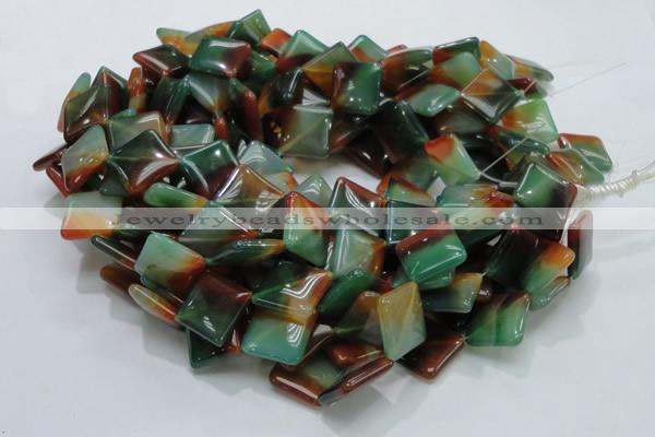 CAG804 15.5 inches 20*20mm diamond rainbow agate gemstone beads