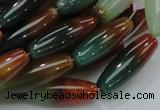 CAG810 15.5 inches 10*30mm rice rainbow agate gemstone beads