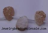 CAG8101 Top drilled 10*14mm teardrop champagne plated druzy agate beads