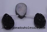 CAG8107 Top drilled 10*14mm teardrop black plated druzy agate beads