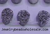 CAG8112 Top drilled 12*16mm teardrop silver plated druzy agate beads