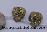 CAG8113 Top drilled 12*16mm teardrop glod plated druzy agate beads