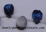 CAG8116 Top drilled 12*16mm teardrop blue plated druzy agate beads