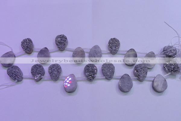 CAG8122 Top drilled 15*20mm teardrop silver plated druzy agate beads