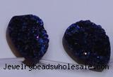 CAG8136 Top drilled 18*25mm teardrop blue plated druzy agate beads