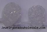 CAG8139 Top drilled 22*30mm teardrop white plated druzy agate beads