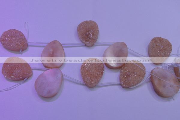 CAG8141 Top drilled 30*40mm teardrop champagne plated druzy agate beads