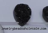 CAG8147 Top drilled 30*40mm teardrop black plated druzy agate beads