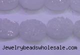 CAG8150 7.5 inches 10*14mm oval white plated druzy agate beads