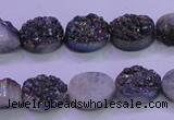 CAG8154 7.5 inches 10*14mm oval rainbow plated druzy agate beads