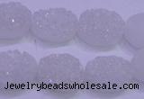 CAG8160 7.5 inches 12*16mm oval white plated druzy agate beads