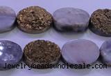 CAG8163 7.5 inches 12*16mm oval glod plated druzy agate beads